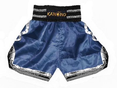 Pantaloncini boxe , pantaloncini da boxe : KNBSH-201-Blu marino-Argento